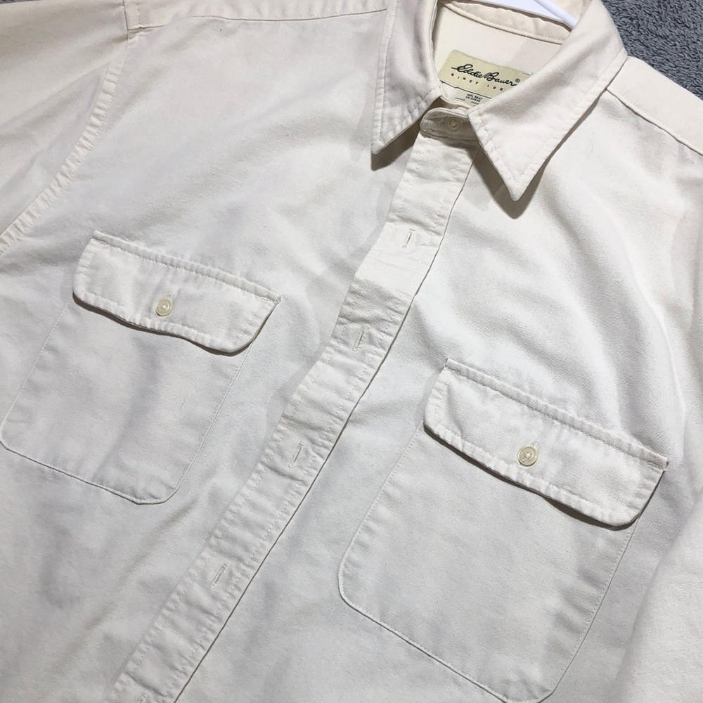 Eddie Bauer Long Sleeve Shirt‎ Mens Large  Cream Button-Up Shirt